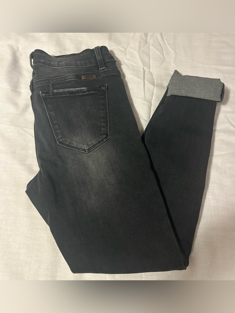 EUC KanCan Washed Black Destructed Cuffed Skinny Jeans Size 28